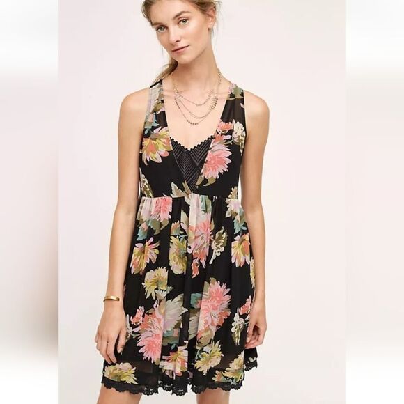 Maeve Dresses & Skirts - Anthropologie Maeve Violetta Dress XS Black, Swing Romantic